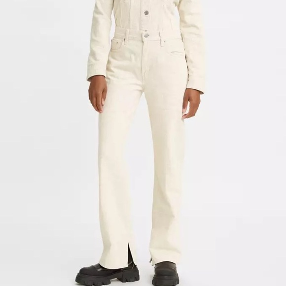 Ganni x Levi’s Slit Loose Pattern Ecru Jeans - Picture 1 of 12